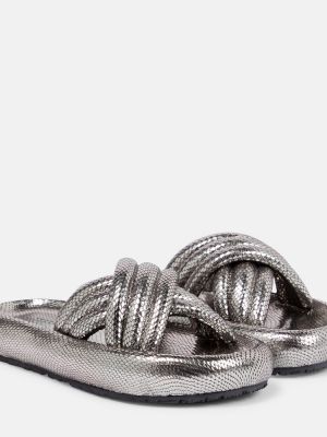 Sandale din piele cu model piele de șarpe Isabel Marant argintiu