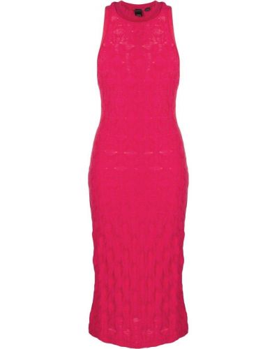 Приталенное платье миди с вышивкой Pinko, розовое