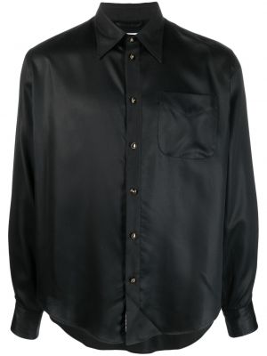 Σατέν πουκάμισο 4sdesigns μαύρο