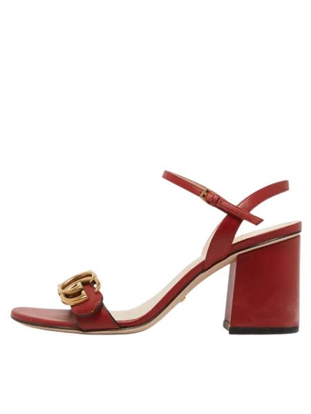Sandały trekkingowe skórzane retro Gucci Vintage czerwone