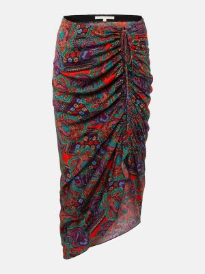 Kvetinová midi sukňa s paisley vzorom Veronica Beard červená