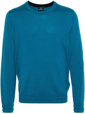 Vlněný svetr z merino vlny Ps Paul Smith modrý