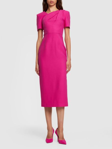 Midi ipek yün elbise Roland Mouret pembe