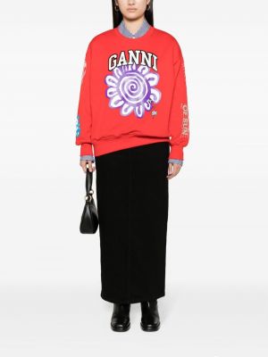 Sweatshirt aus baumwoll mit print Ganni rot
