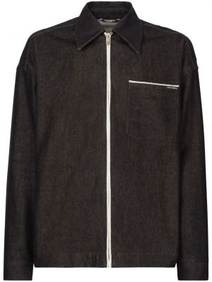 Pamučna jakna s printom Dolce & Gabbana crna
