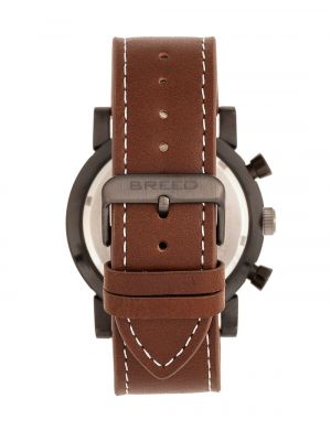 Кожаные часы с хронографом Breed коричневые