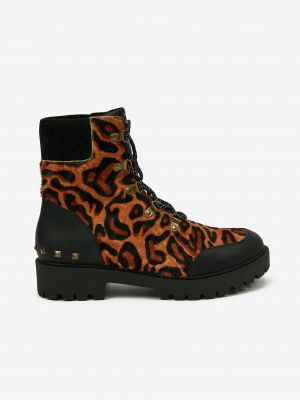 Leopardí kožené kotníkové boty Desigual