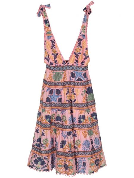 Pamučna haljina s printom Farm Rio ružičasta