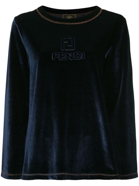 Terciopelo jersey de tela jersey Fendi Pre-owned azul