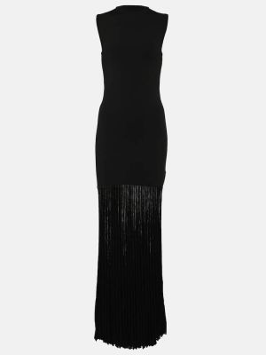 Dzianinowa sukienka długa plisowana Toteme czarna