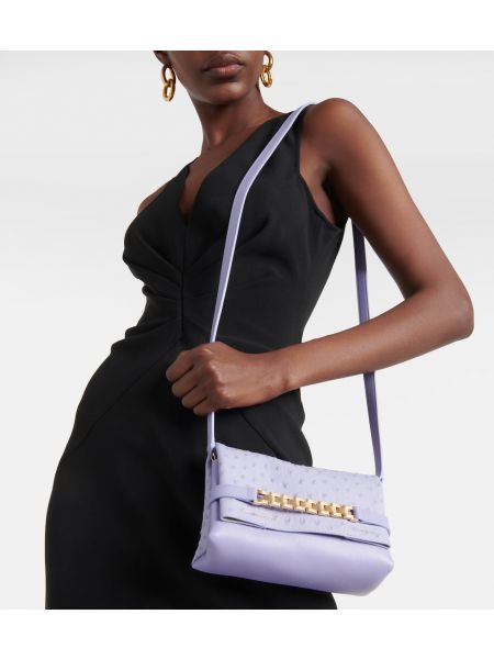 Кожаная мини сумочка Victoria Beckham фиолетовая