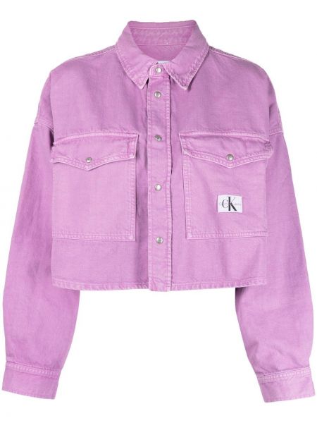 Denim srajca Calvin Klein Jeans vijolična