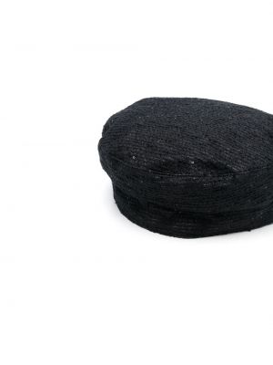 Dzianinowa czapka z daszkiem z cekinami Fabiana Filippi czarna