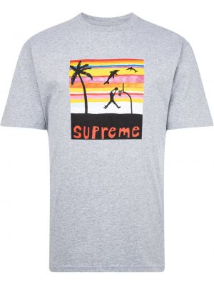 Koszulka z nadrukiem Supreme szara