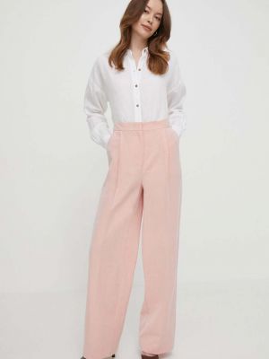 Spodnie z wysoką talią Barbour różowe