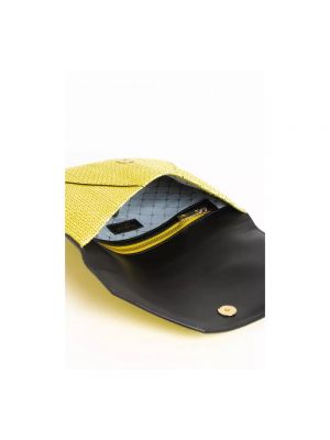Bolso clutch de cuero Trussardi amarillo
