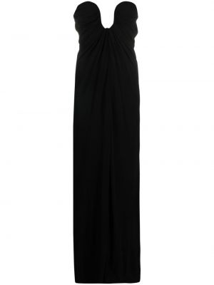 Копринена вечерна рокля от креп Saint Laurent черно