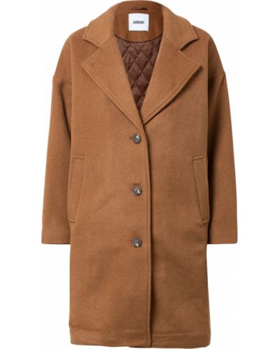 Viskózový vlnený priliehavý kabát Minimum - hnedá
