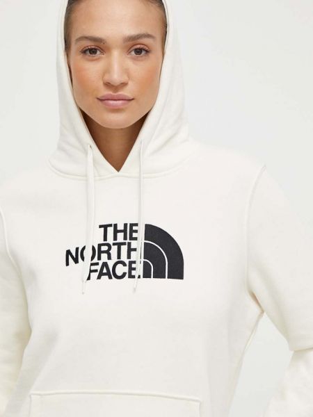 Белый хлопковый пуловер с капюшоном с аппликацией The North Face