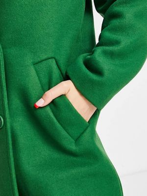 Шерстяное двубортное пальто Na-kd зеленое