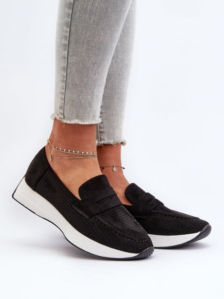 Pantofi loafer din piele de căprioară cu platformă Kesi negru