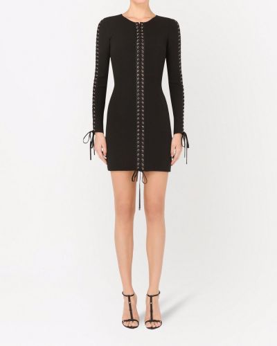Krajkové šněrovací mini šaty Dolce & Gabbana černé