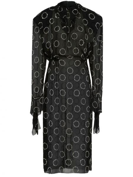 Μίντι φόρεμα με πετραδάκια Prada μαύρο