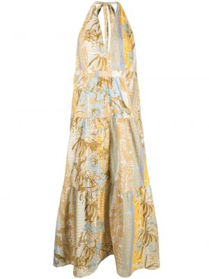 Памучна макси рокля с принт с абстрактен десен Emporio Sirenuse бежово