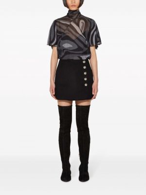 Vilnonis mini sijonas su sagomis Pucci juoda