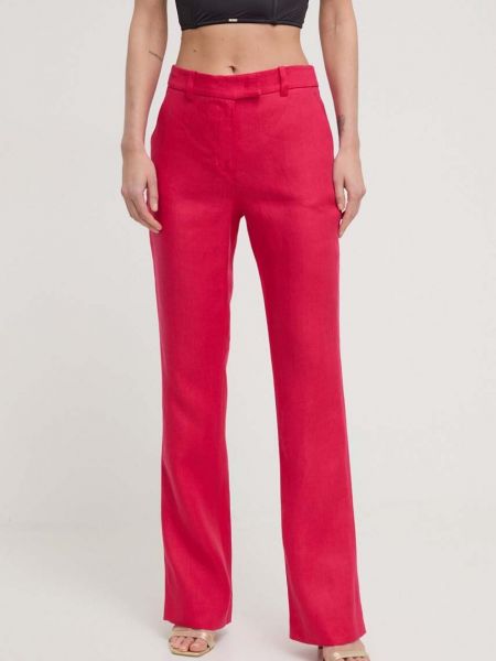 Pantaloni cu talie înaltă de in Luisa Spagnoli roz