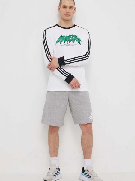 Longsleeve bawełniana z nadrukiem Adidas Originals biała