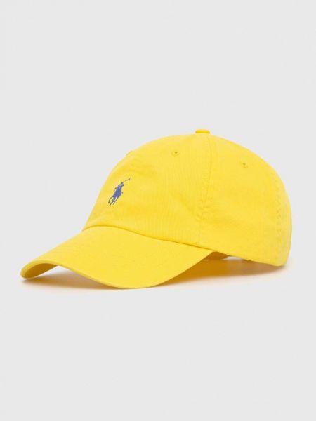 Памучна шапка с козирки с апликация Polo Ralph Lauren жълто