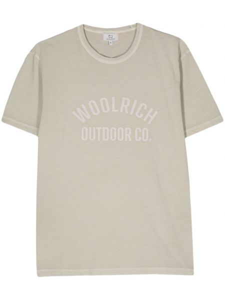 Bombažna majica s potiskom Woolrich zelena