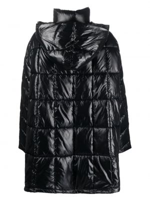 Pikowana kurtka puchowa z kapturem z nadrukiem Semicouture czarna