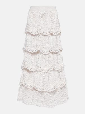 Bavlnená dlhá sukňa Oscar De La Renta biela