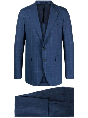 Kostkovaný oblek s potiskem Tagliatore modrý