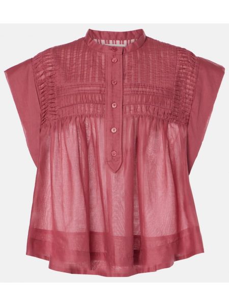 Plisseret bomuld top Marant Etoile pink