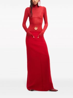 Vlněné dlouhá sukně Courrèges červené
