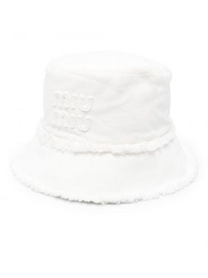 Haftowany kapelusz Miu Miu biały