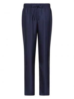 Hedvábné kalhoty s výšivkou Dolce & Gabbana modré