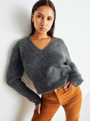 Меланжевый свитер с v-образным вырезом Pepe Jeans серый