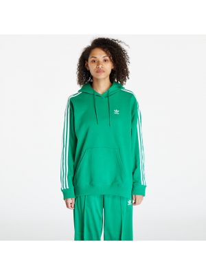 Oversized pruhovaná mikina s kapucí Adidas Originals zelená