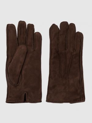 Замшевые перчатки с мехом Enrico Mandelli коричневые