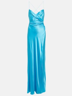 Jedwabna satynowa sukienka długa The Sei niebieska