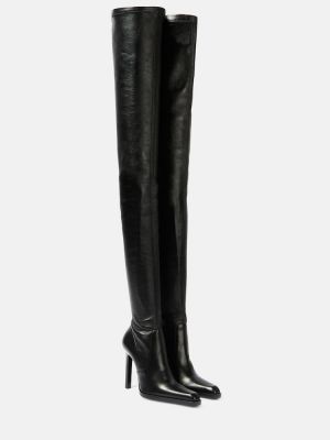 Stivali di gomma di pelle Saint Laurent nero