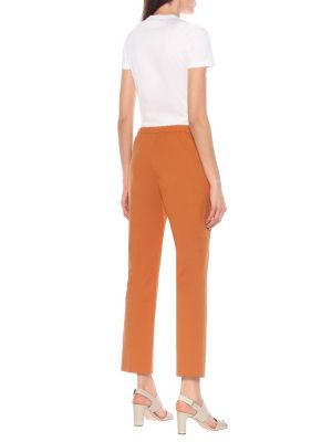 Bavlněné rovné kalhoty s vysokým pasem Loro Piana oranžové