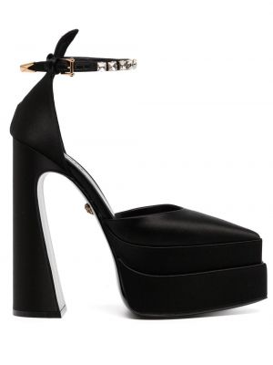 Сатенени сандали на платформе Versace черно