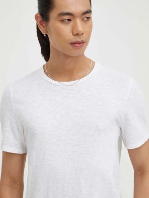 Меланж памучна тениска с дълъг ръкав с принт American Vintage бяло