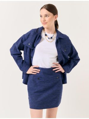 Φούστα mini με ψηλή μέση tweed Jimmy Key μπλε