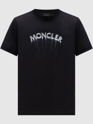 Чорна футболка з принтом Moncler